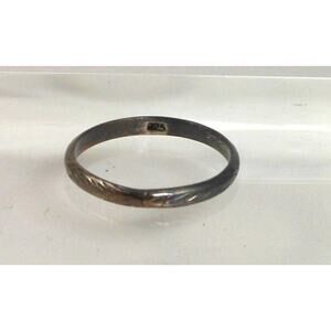 Vintage Sterling Silver Handcrafted Diamond-Cut Ring Size 11.5 with Great Patina